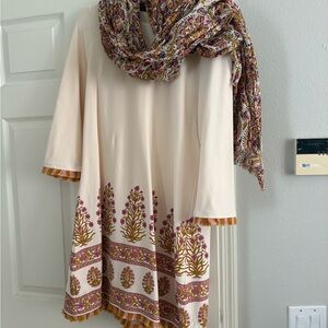 Spartina 449 Cream Fall dress with matching scarf